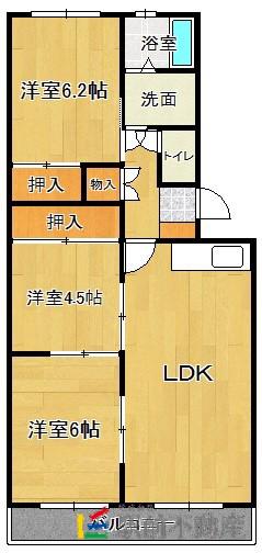 ロイヤルハウス天神2(3LDK/2階)の間取り写真