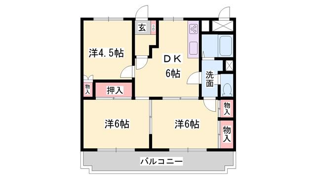 サンファミール西庄(3DK/3階)の間取り写真