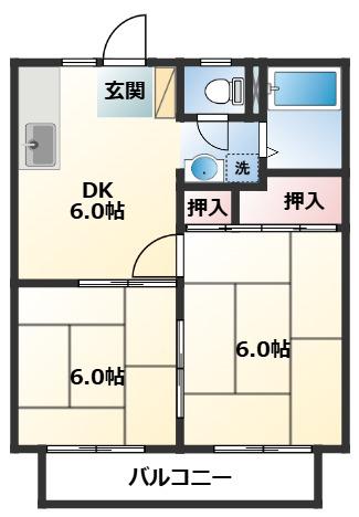 サンロード(2DK/1階)の間取り写真