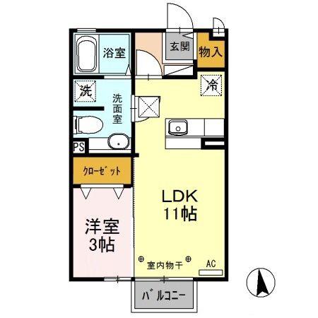 パルフェタムール(1LDK/1階)の間取り写真