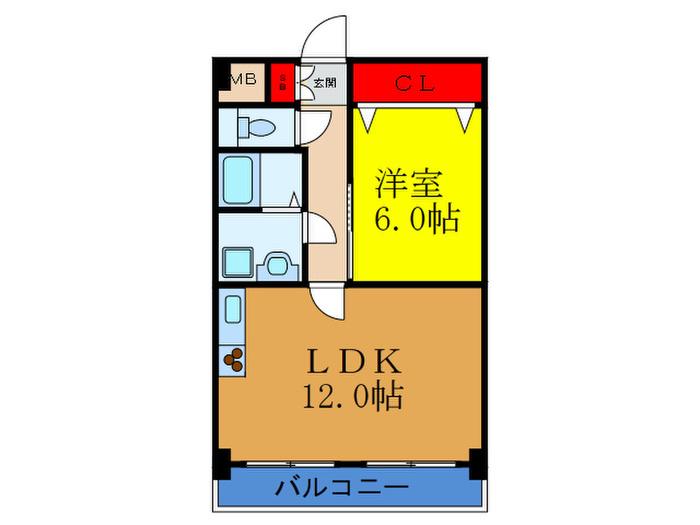 グランディア陽だまりの街(1LDK/2階)の間取り写真