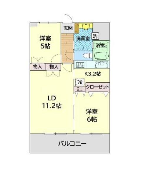深見台レジデンス 第2(2LDK/1階)の間取り写真