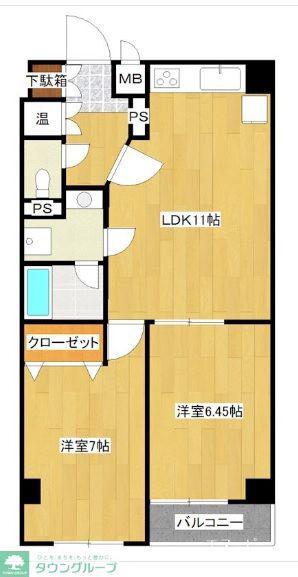 サンビューハイツ清瀬(2LDK/2階)の間取り写真