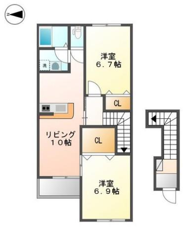 ALWAYS凜(2LDK/2階)の間取り写真