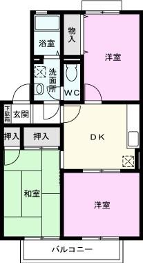 ヴァンベール東川口V(3DK/1階)の間取り写真