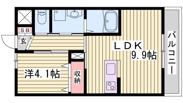 レイク フォレスト(1LDK/1階)の間取り写真