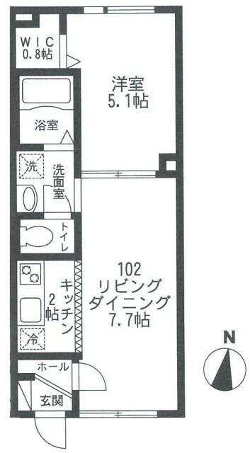 パーシモン中野富士見町(1LDK/1階)の間取り写真