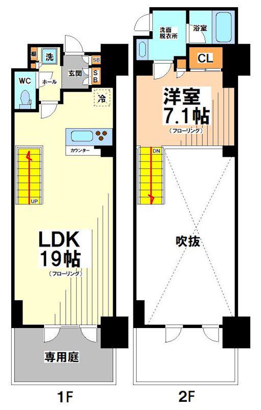 レジディア杉並方南町(1LDK/1階)の間取り写真
