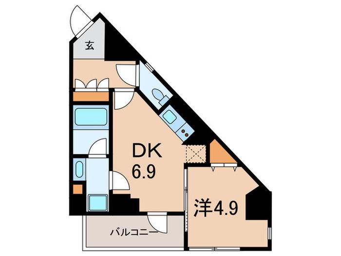 GRAND三軒茶屋ウエスト(1DK/3階)の間取り写真