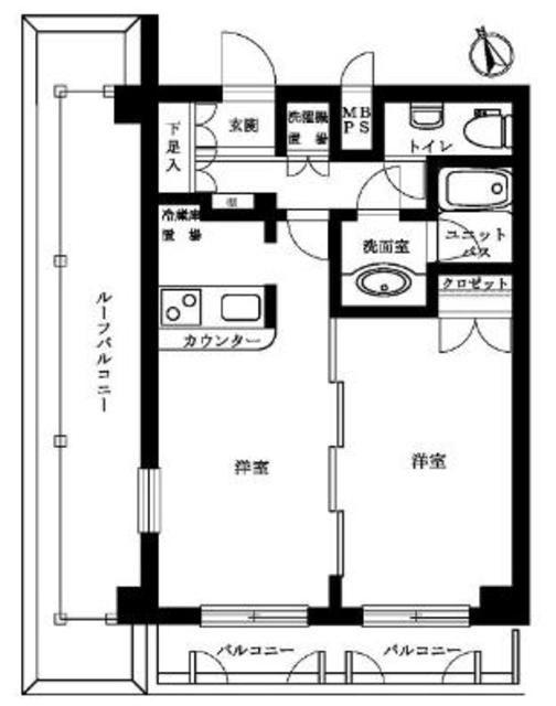 ルーブル鷺宮(1DK/6階)の間取り写真