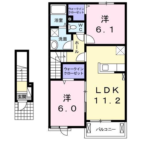 サングローヴA(2LDK/2階)の間取り写真