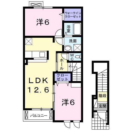 ヴェルーデ(2LDK/2階)の間取り写真