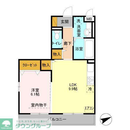 グラウクスD(1LDK/2階)の間取り写真