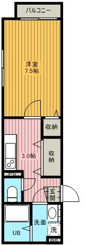 ブランドール五反野(1K/1階)の間取り写真