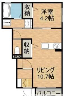 エランティス(1LDK/1階)の間取り写真