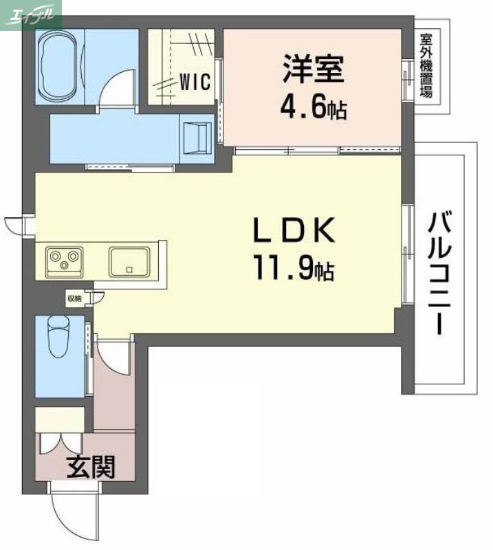 ユーグレイス東島田(1LDK/4階)の間取り写真