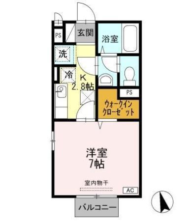 フォルトゥーナ(1K/1階)の間取り写真
