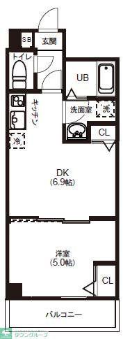 レピュア住吉レジデンス(1DK/2階)の間取り写真