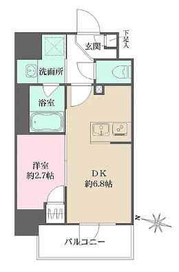 プライムアーバン菊川(1DK/6階)の間取り写真