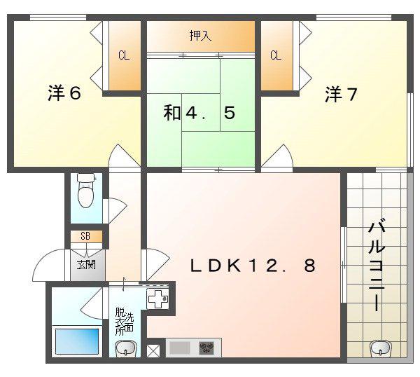 CASA CARA(3LDK/1階)の間取り写真