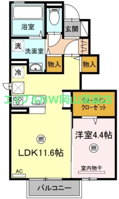 フローラ リエ(1LDK/1階)の間取り写真