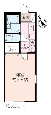 パティオ本牧(1K/2階)の間取り写真