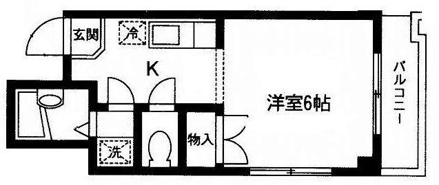 トライファースト日高(1K/4階)の間取り写真