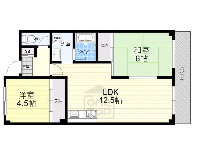 ステーションハイツ千里丘(2LDK/2階)の間取り写真