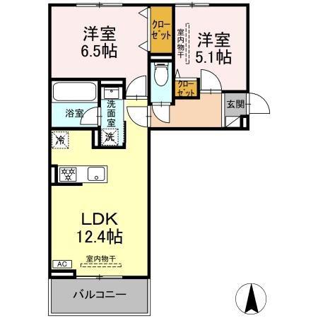 クレール林V(2LDK/2階)の間取り写真