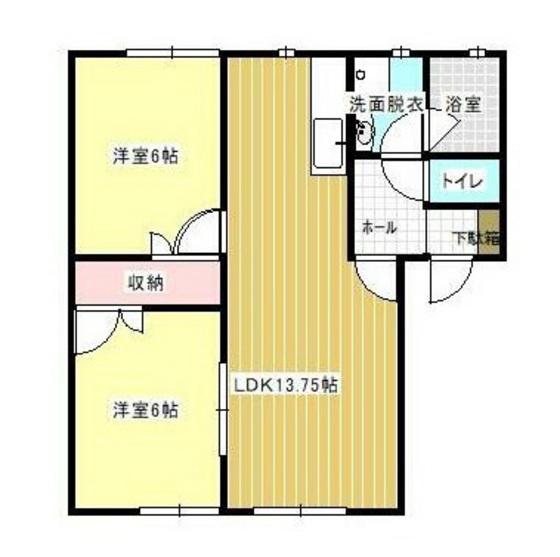 シンフォニーKUSUDO C棟(2LDK/1階)の間取り写真