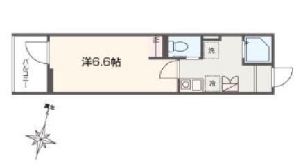 MELLAS南浦和V(1K/1階)の間取り写真