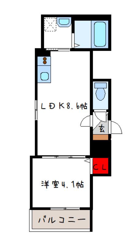 LUANA(1LDK/3階)の間取り写真