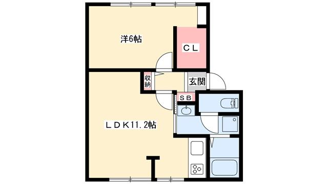 アーバン松本(1LDK/2階)の間取り写真