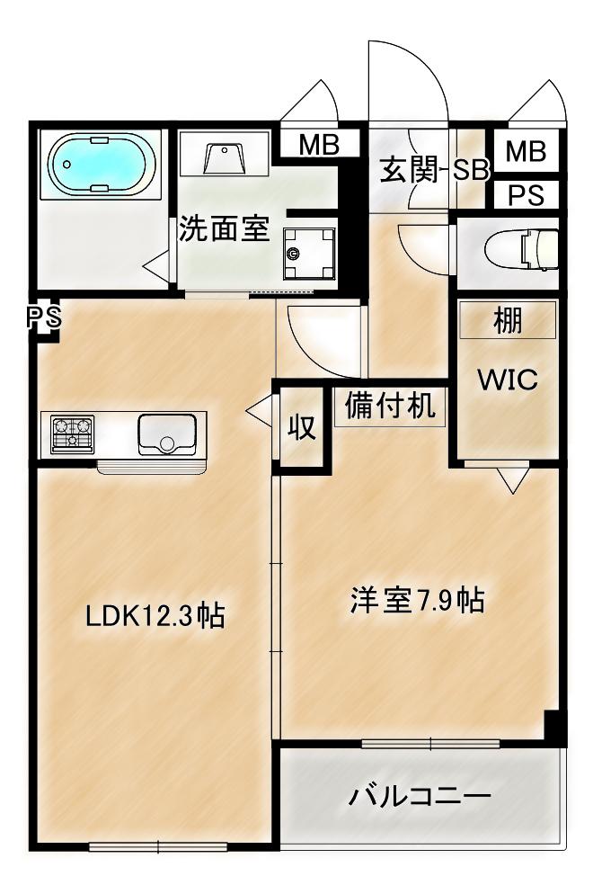 シャーメゾン大日通(1LDK/2階)の間取り写真