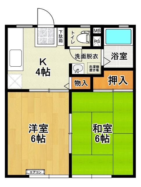 パナハイツイトー(2K/1階)の間取り写真