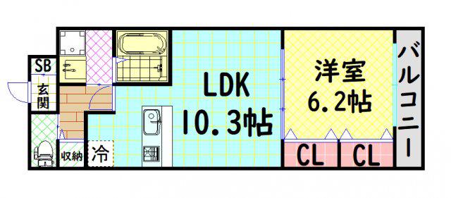 MAYFER(1LDK/1階)の間取り写真