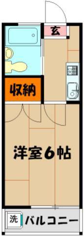 ロジュマン野火止(1K/1階)の間取り写真
