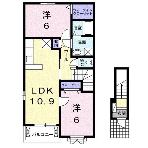 RIRIA VII V(2LDK/2階)の間取り写真