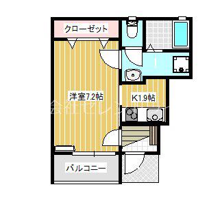 フォン・ブラウン(1K/1階)の間取り写真