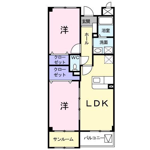 クレメント(2LDK/2階)の間取り写真