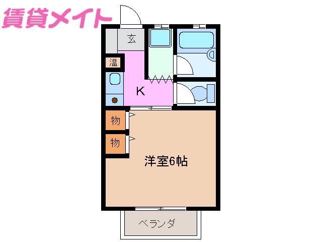 ムーニー野田(1K/2階)の間取り写真