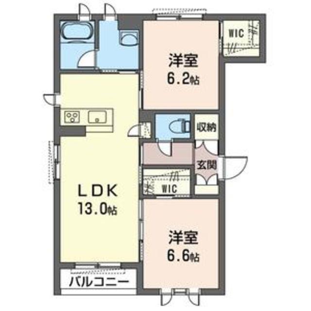 カーサ エスペランサ(2LDK/1階)の間取り写真