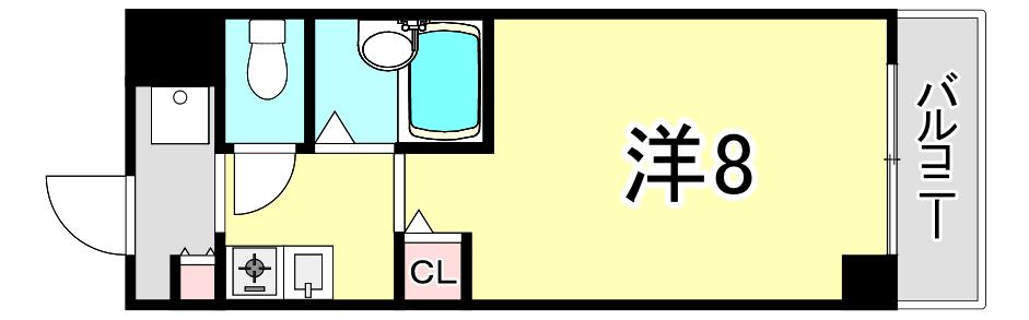 ベルコリーヌ宝塚(1K/2階)の間取り写真