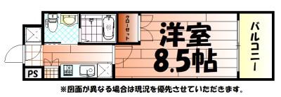 NO.65クロッシングタワー(1K/5階)の間取り写真