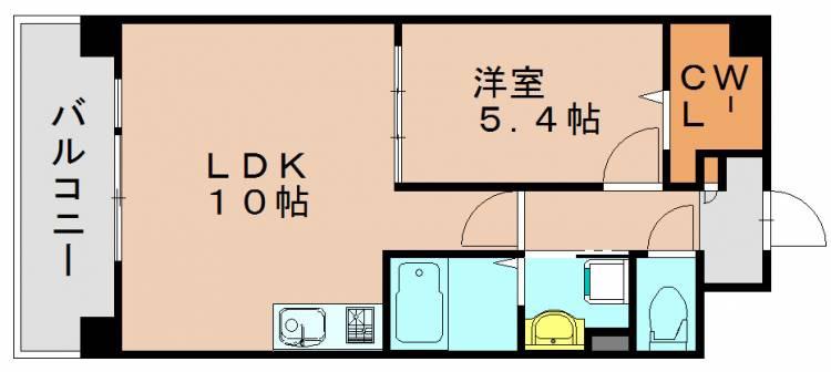 ピュアコットン矢部与(1LDK/2階)の間取り写真