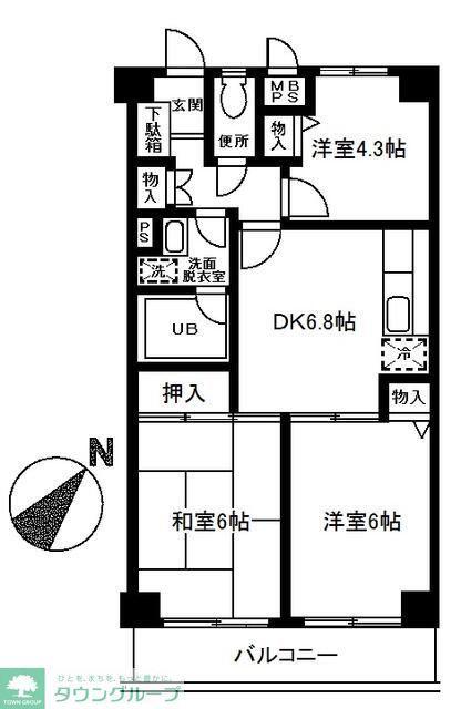 サントゥール白楽(3DK/3階)の間取り写真