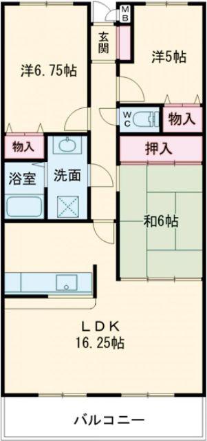 サンロイヤル加古川リバージュIV号館(3LDK/3階)の間取り写真