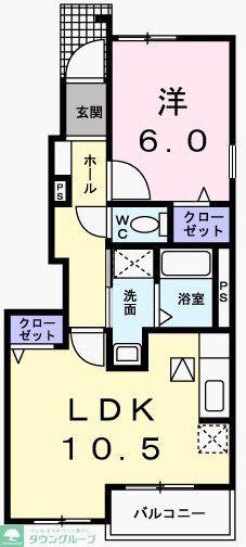 プラシードI(1LDK/1階)の間取り写真
