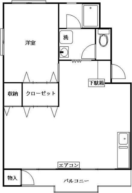 京王淵野辺マンション(1LDK/3階)の間取り写真