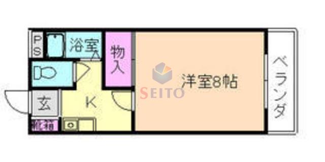 ラヒューメベル豊中(1K/1階)の間取り写真